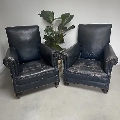 Pair Of Mid Century Vinyl Leatherette Low And Deep Club Chairs • £360
