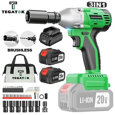 Tegatok 20V Cordless Electric Impact Wrench Gun 1/2'' High Power Driver 430Nm • $69.99