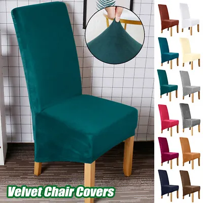 £47.35 • Buy Velvet Fox Pile Dining Seat Chair Covers Stretch Protector Slipcover Home Decor