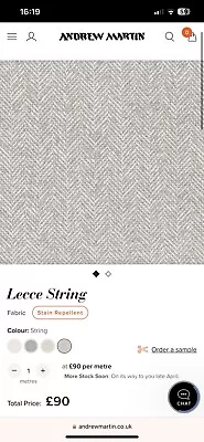 10.3mtr ANDREW MARTIN LECCE STRING FABRIC RRP£927 Bargain • £285