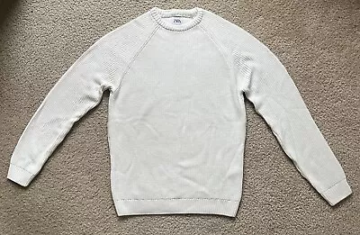 ZARA Textured Cotton Crew Neck Sweater Mens Medium White • $14.95