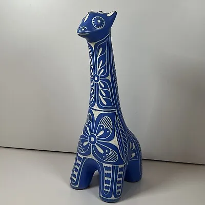 Pablo Zabal Chile Vintage Signed Art Pottery Ceramic Giraffe 9 3/4” Blue White • $120