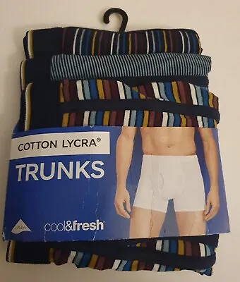 New M&S Collection Multi 3pk Cotton Lycra Cool & Fresh™ Trunks Size Small  • £15.99