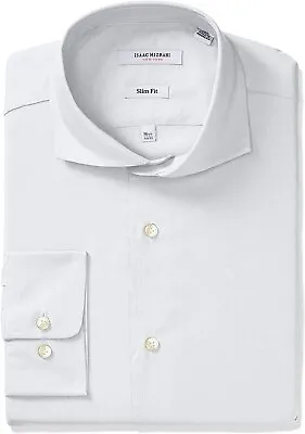 Isaac Mizrahi Men's Slim Fit Solid Broadcloth Cut Away Collar Dress Shirt • $27.97