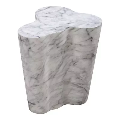 Maklaine Modern Contemporary White Marble Finish Short Side Table • $327.60