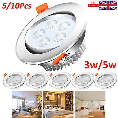5/10Pc Recessed Ceiling Spot Light Dimmable Fixed Mains LED Downlight Spotlights • £16.99