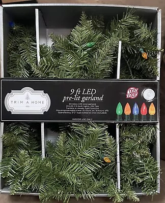 Garland 9 Ft Led Pre-lit Pine 35 Led Lights Programmable Battery Operated Indoor • $39.99