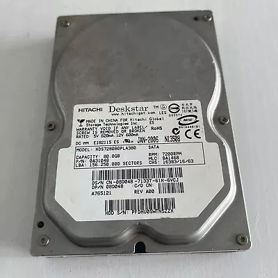 80GB Hitachi Deskstar N13508 HDS728080PLA380 3.5  SATA Hard Drive STORAGE • £4.85