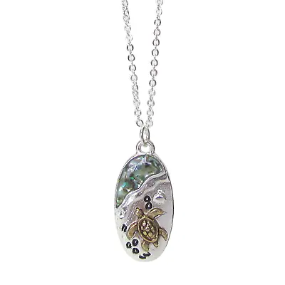 Turtle Abalone Pendant Necklace Sterling Silver • $13.94