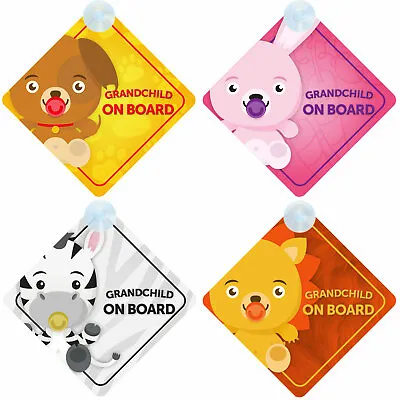 Grandchild On Board Car Sign For Grandson/Granddaughter Choice - Animal Themed • £5.74