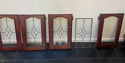 $50 • Buy Bevelled Glass Leaded Cupboard Doors Antique X4