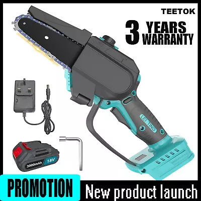 TEETOK Power Chain Saws Mini 4inch Cordless Cutting Garden Woodshop Equipment 18 • £31.10