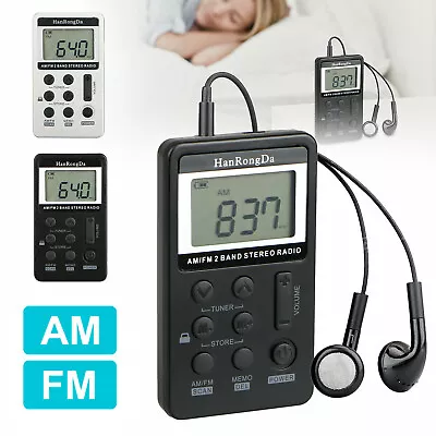 Mini Portable Pocket AM/FM Radio Receiver Digital LCD Player With Earphone E3V2 • $12.34