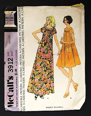 1973 McCall's 3912 Muu Muu Pattern Vintage Dress Maxi Partially Cut Medium 14 16 • $8.50