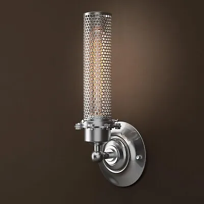 New RESTORATION HARDWARE Edison Perforated Metal Sconce Polished NIckel • $89.99