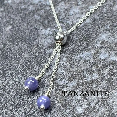 Tanzanite Necklace - Blue/Violet - 925 Sterling Silver - Cable Chain - NSL010 • £29.95