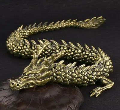 Rare Chinese Old Brass Handmade Statue Casting Zodiac Dragon Collectable Zm3 • $36.95