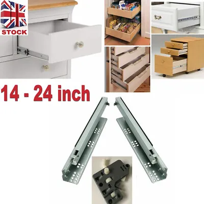 14-24'' Heavy Duty Fully Extension Soft Close Concealed Undermount Drawer Runner • £9.89