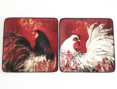 Susan Winget Rooster Avignon Morning Salad Plates Certified International 8.5  2 • $20.99