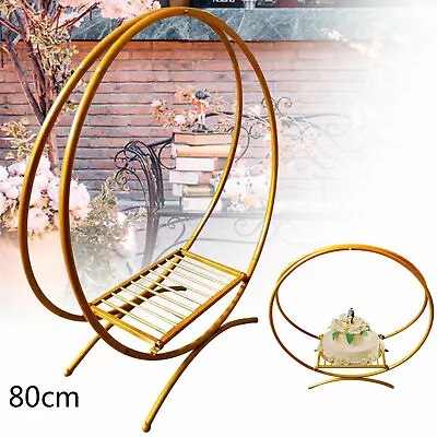 Metal Round Arch Wedding Flower Cake Stand Gold Hoop Backdrop Frame Balloon Rack • £68