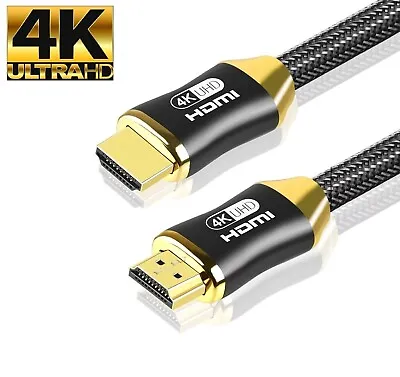 4k Hdmi Cable 2.0 High Speed Premium Gold Plated Braided Lead 2160p 3d Hdtv Uhd • £6.99