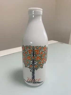 Vintage White  Glass Milk  Bottle  Orange Tree “Juice “Design EGIZIA-ITALY Rare • $20
