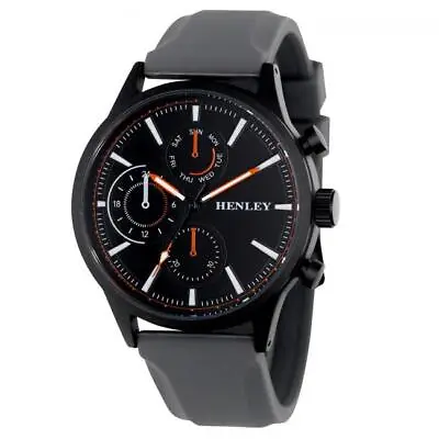 Henley Mens Multi Eye Black Dial With Sports Large Silicone Strap Watch H02222 • £17.99