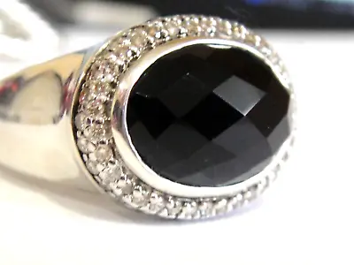 David Yurman Faceted Oval Collection Black Onyx Diamond Ring • $699.99