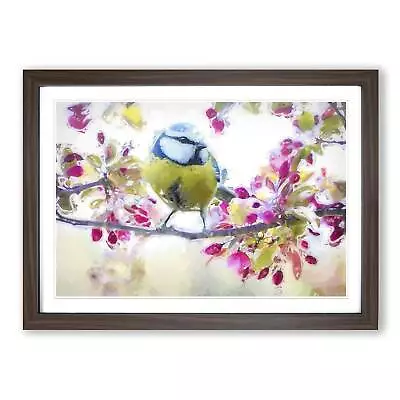 Blue Tit Bird In Spring In Abstract Flowers Wall Art Print Framed Canvas Picture • £24.95
