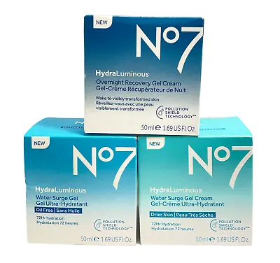 No7 HydraLuminous Water Surge Gel Cream/Overnight Recovery Gel Cream 50ml/1.69oz • $16.95