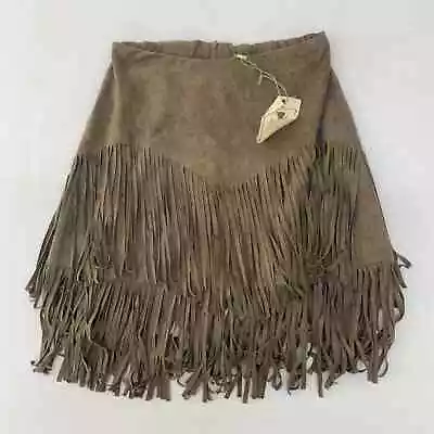 NWT Easel LA Brown Flare Fringe Western Cowgirl Skirt - Women's Size S • £43.43