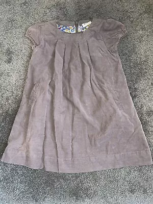 Toddler Girls Mini Boden Taupe Corduroy Floral Lined Dress Size 4-5 Years • $13.99