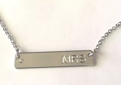 Silver Tone  Chain / Silver Plate Stamped MRS CZ Accent   16  -18  • $6.48