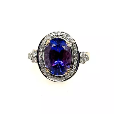 Lorique 18K Yellow Gold Stunning AAA 6 Carat Tanzanite & 0.50ct Diamond Ring • $1950