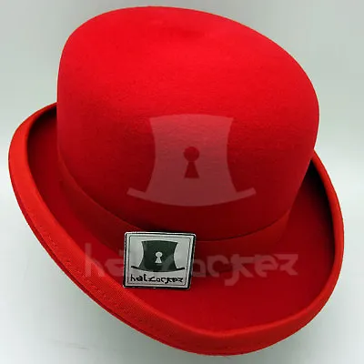 CLASSIC Wool Felt Men Dura Bowler Top Hat Women Derby QUALITY Party | 57cm | Red • $66