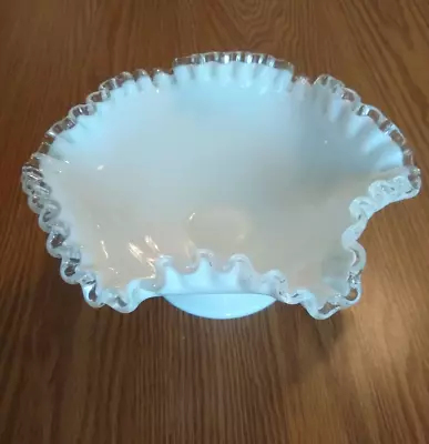 Vintage Fenton Milk Glass  Silver Crest  Compote (8 ) - Double Crimped • $5