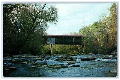 C1950's Meadows Mill Covered Bridge Over Hallawakee Creek Lee County AL Postcard • $14.98