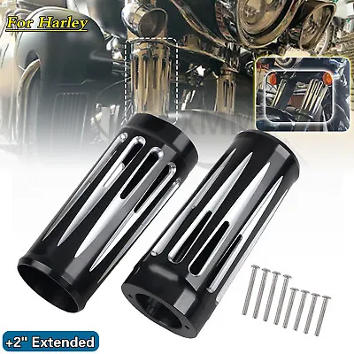 2  Extend Fork Cans Boots Cover For Harley Road King Street Tour Glide FLTC FLHX • $78.98
