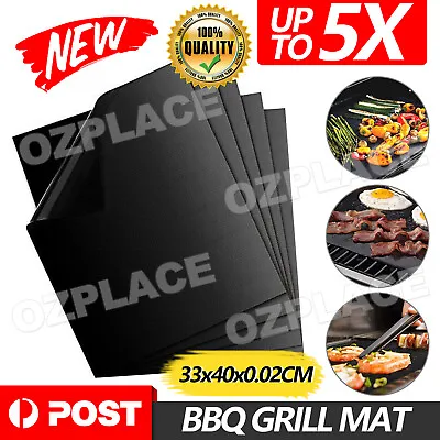 5Pcs Reusable BBQ Grill Mat Bake Cooking Sheet Non-Stick BBQ Pad Heavy Duty • $4.85