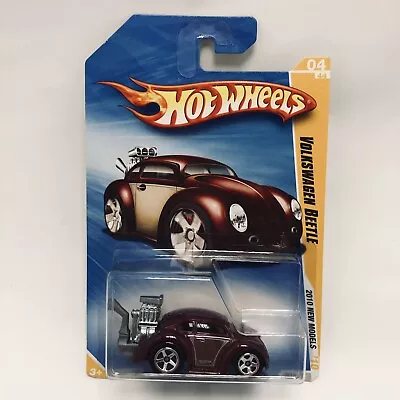 Volkswagen Beetle 2010 Hot Wheels #4 New Models 4/44  Maroon Variant  Chrome 5Sp • $6.99