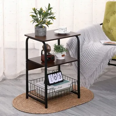 £25.99 • Buy 3-Tier End Table Sofa Side Table With Storage Shelf For Living Room Nightstand