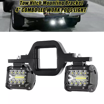 $27.99 • Buy Tow Hitch Mounting Bracket 4  COMBO LED Work Light Pods Backup Reverse For Truck