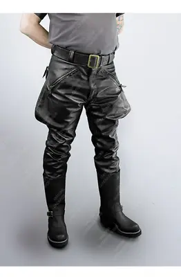 $127 • Buy Mens Real Cowhide Leather Pants Trousers Lederjeans BLUF Pants Breeches