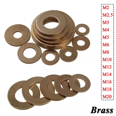 Brass Flat Washers Plain Washer M2 M3 M4 M5 M6 M8 M10 M12 M14 M16 M18 M20 DIN125 • £69.47