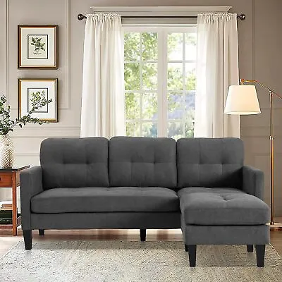 Reversible Sectional CouchL Shaped SofaRivet Decorated Small Sofa With Ottoman • $299.99