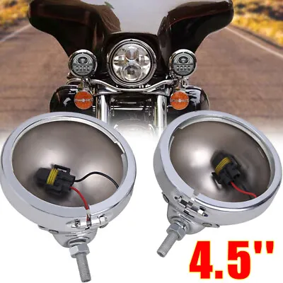 $39.95 • Buy 4.5  Inch Fog Light Passing Spot Lights Chrome Housing For Harley V-Rod Dyna FXD