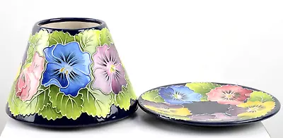 J McCall 2004 Blue Sky Pansy Candle Shade & Plate Icing On The Cake Collection • $26.50