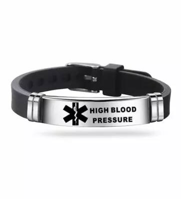 High Blood Pressure Medical Alert Bracelet Stainless Steel Adjustable Engraved • £4.99