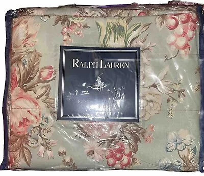 Vtg Ralph Lauren Charlotte IV Green Floral Cotton Rod Pocket Drapes 84x84 NEW • $349