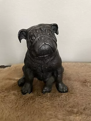 British Bulldog Vintage Genuine Bronze Dog Lawn Figure Pet Statue • $110